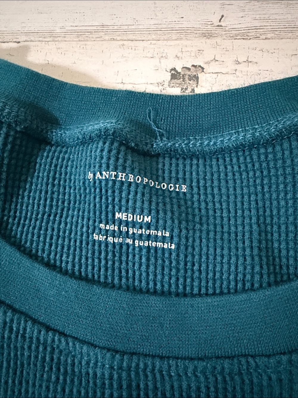 Anthropologie Teal Long-Sleeve 'je ne sais quoi' Thermal Top Size Medium NWT - Picture 3 of 9